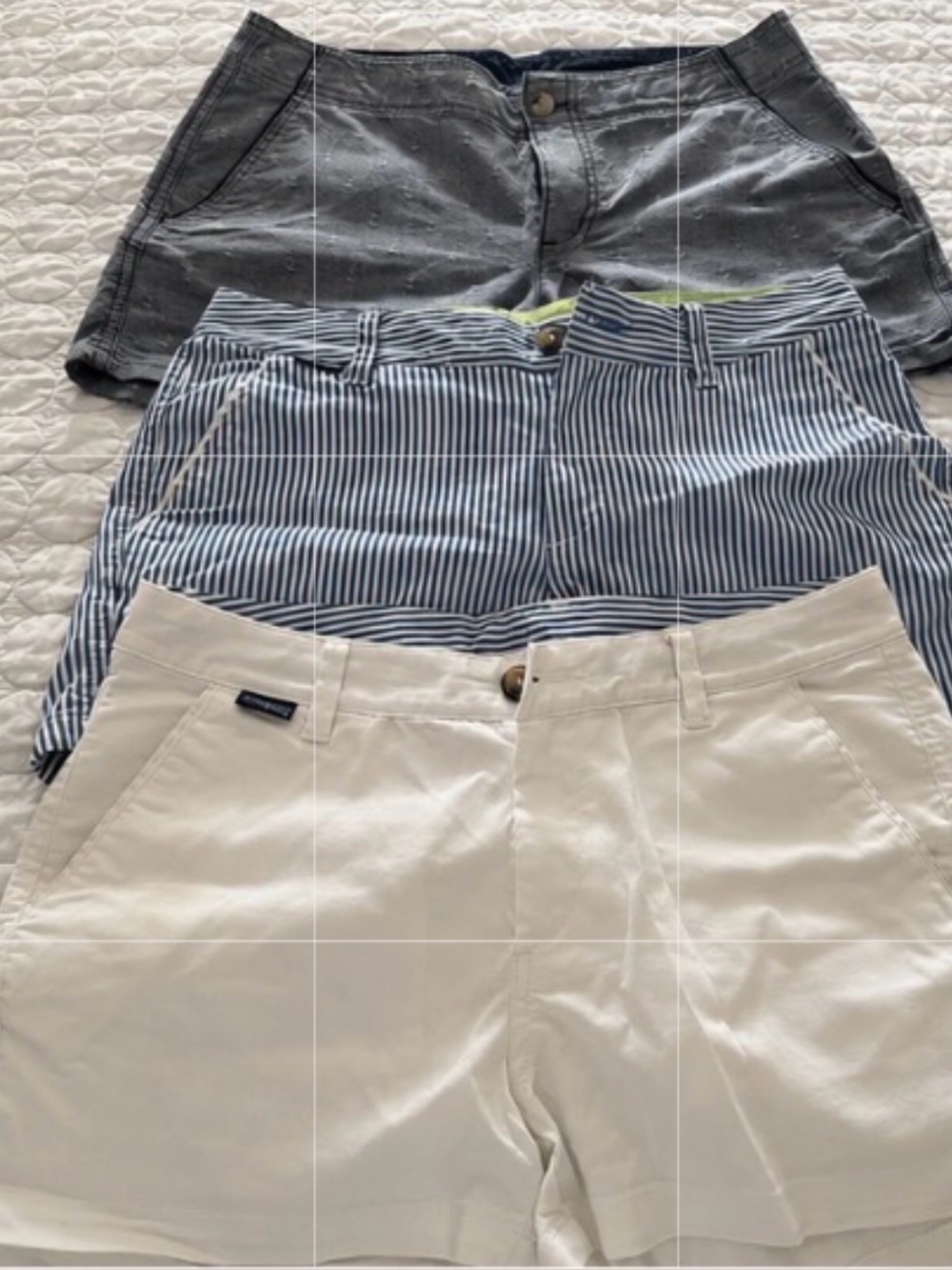 Columbia Women’s Shorts Bundle | Size 8 | 3 Pairs | White, Blue Stripe & Gray